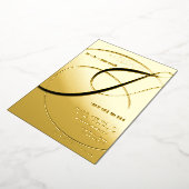 アンパサンド黒書道の結婚金ゴールドのスクリプト 箔招待状 (回転した状態)