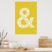 アンパサンド(およびシンボル)ポスター。グレー文字オンイエロー ポスター (キッチン)