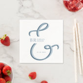 アンパサンド・ダスティー結婚ブルー スタンダードカクテルナプキン (インサイチュ)