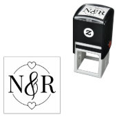 アンパサンド&ハートキュート円結婚形モノグラム セルフインキングスタンプ (インサイチュ)