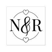 アンパサンド&ハートキュート円結婚形モノグラム セルフインキングスタンプ (デザイン)