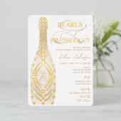 アンパサンド・パール&プロセッコブライダルシャワー金ゴールド 箔招待状 (立ち正面)