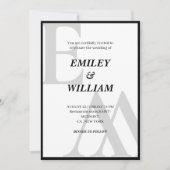 アンパサンド・モノグラムイニシャル白黒結婚ズ 招待状 (正面)