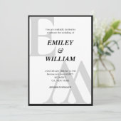 アンパサンド・モノグラムイニシャル白黒結婚ズ 招待状 (スタンド正面)