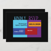 アンパサンドB'NAI（ユダヤ教の）バル・ミツバーバーバルミツワー返信カード 招待状 (正面/裏面)