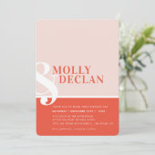 アンパサンモダンドタイポグラフィシンプル赤面オレンジ 招待状 (スタンド正面)