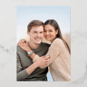 アンパモダンサンド写真エレガント秋の結婚式金ゴールド 箔招待状 (裏面)