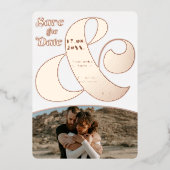 アンパモダンサンド2枚の写真が日付バラ金ゴールドを保存 箔招待状 (正面)