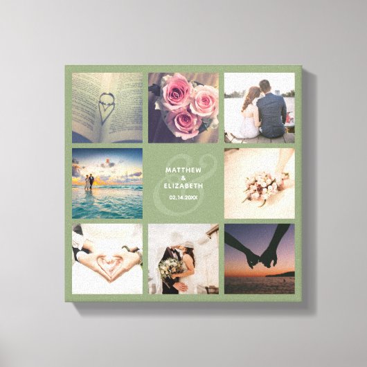 アンパモダンンエレガントパ結婚ンドの写真コラージュ キャンバスプリント (正面)