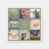 アンパモダンンエレガントパ結婚ンドの写真コラージュ スタンダードカクテルナプキン (正面)