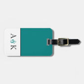 アンパーサンドの優雅: ティール(緑がかった色)の新婚旅行の荷物のラベル ラゲッジタグ (正面横)