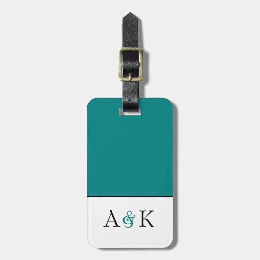 アンパーサンドの優雅: ティール(緑がかった色)の新婚旅行の荷物のラベル ラゲッジタグ (正面縦)