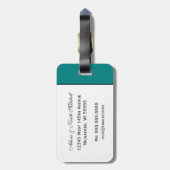 アンパーサンドの優雅: ティール(緑がかった色)の新婚旅行の荷物のラベル ラゲッジタグ (裏面縦)