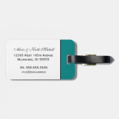 アンパーサンドの優雅: ティール(緑がかった色)の新婚旅行の荷物のラベル ラゲッジタグ (裏面横)