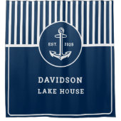 アンパーソナライズされたチョー航海のとネイビーブルーウェルカム シャワーカーテン (正面)