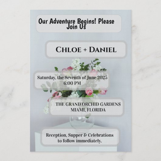 アンビエント ボケ ライト モダン ワイン グラス フォーマル 招待状 (正面)