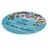 アンビナパーソナライズされたシャルトロピカルビーチラン カッティングボード (角)