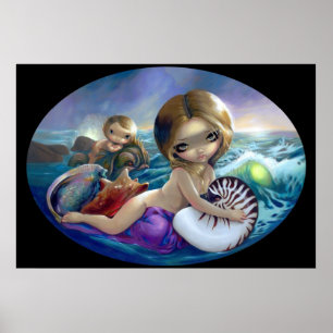 アンフィトライトARTプリント人魚の海の女神ローブロー ポスター