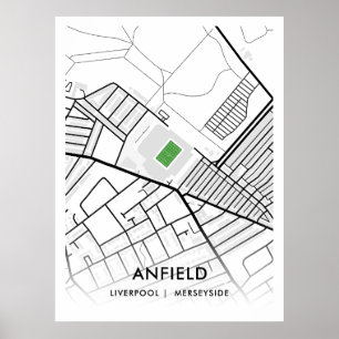 アンフィールドスタジアムホワイトポスター – Home of Liverpool ポスター