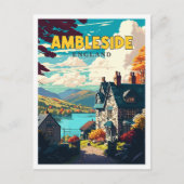 アンブレサイドイングランドヴィンテージ旅行イラストレーション ポストカード (正面)