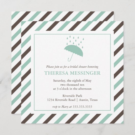 アンブレストライプのラブライダルシャワーの招待 招待状 (正面/裏面)