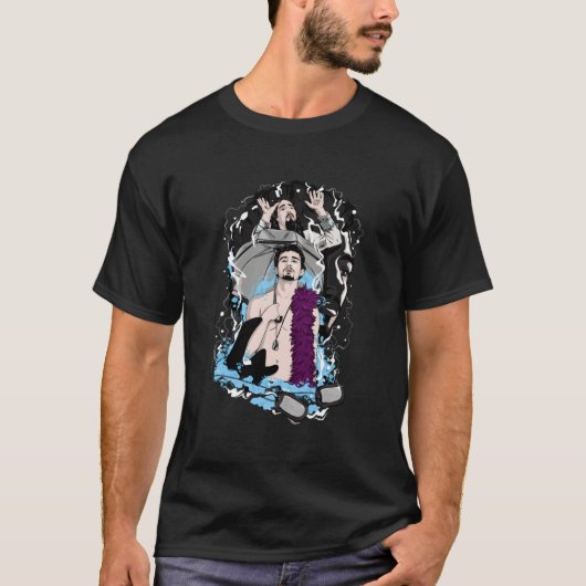 アンブレラアカデミークラウス図解入りの、写真付きの Tシャツ (正面)