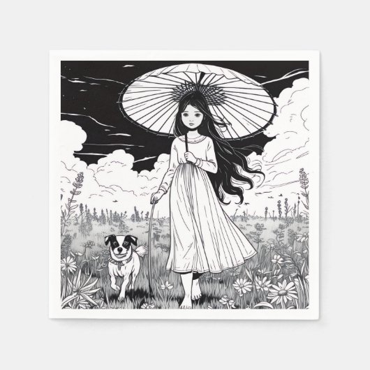 アンブレラガール スタンダードカクテルナプキン (正面)