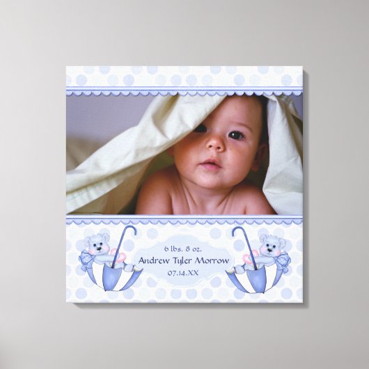 アンブレラテディベアポルカベビーキャンバスプリント キャンバスプリント (正面)