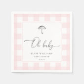 アンブレラピンクギンガムオベビー紙ナプキン スタンダードカクテルナプキン (正面)