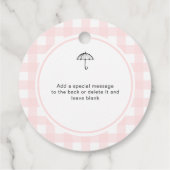 アンブレラピンクギンガムサンキューメッセージカード フェイバータグ (裏面)