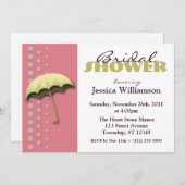 アンブレラピンク&イエローブライダルシャワー招待状 招待状 (正面/裏面)