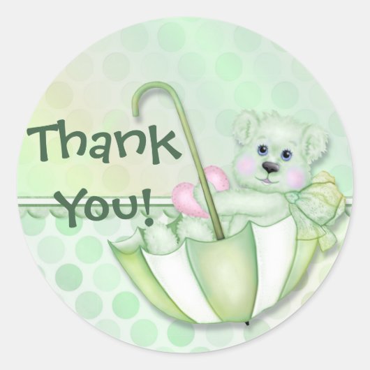 アンブレラベアミントベビーサンキューユユー ラウンドシール (正面)