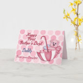 アンブレラベアーピンク – ファースト・ファーザーズ・デイ カード (黄色い花)