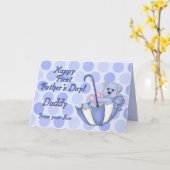 アンブレラベアーブルー – ファースト・ファーザーズ・デイ カード (黄色い花)