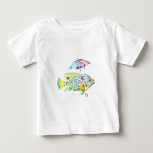 アンブレラ付きエンジェルフィッシュ ベビーTシャツ (正面)