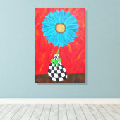 アンブロシノアートブルーフラワーベイザーウォールキャンバス キャンバスプリント (インサイチュ (ウッドフロア))