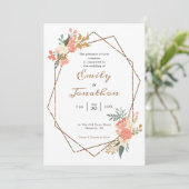 アンブロセコーラルフローラ幾何結婚フレーム 招待状 (スタンド正面)