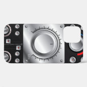 アンプとコントロールノブ付きの赤いスピーカ Case-Mate iPhoneケース (裏面 (横))