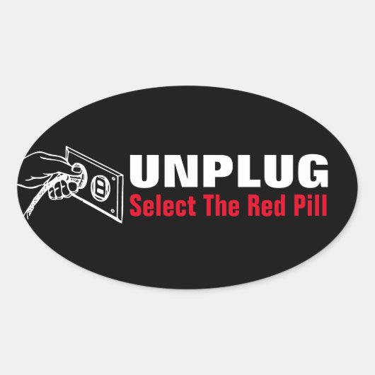 アンプラグ – 赤い丸薬を選択 楕円形シール (正面)