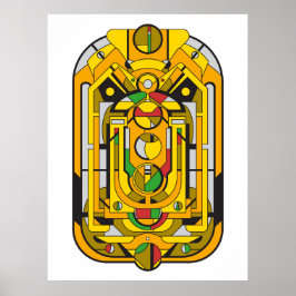 アンペル – イエローサイバーパンク幾何学抽象芸術 ポスター