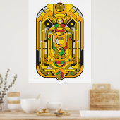 アンペル – イエローサイバーパンク幾何学抽象芸術 ポスター (キッチン)