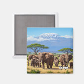 アンボセリ国立公園ケニアゾウ マグネット (正面/裏面)
