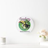 アンボンアイランドインドネシア旅行ロゴウッドウォールアート ラウンド壁時計 (ホーム)