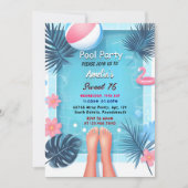 アンボーイおもしろい10代のアダルトプールパーティースウィート16誕生日 招待状 (正面)