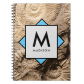 アンモナイトの貝殻と名前とモノグラム ノートブック (正面)