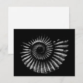 アンモナイトホワイトオンブラックフラットホリデーカード シーズンカード (正面/裏面)