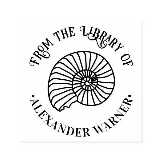 アンモナイト化石シェルシーショアビーチ図書室 セルフインキングスタンプ (デザイン)