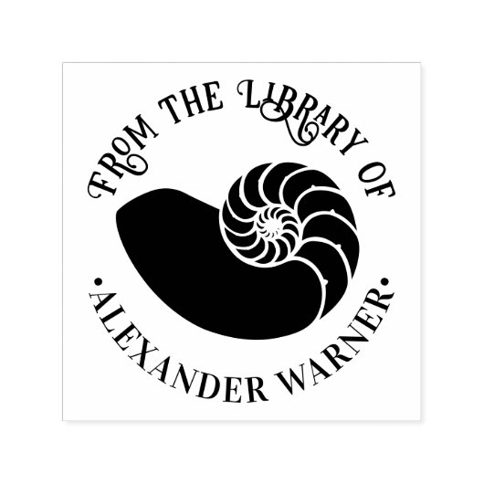 アンモナイト化石貝殻＃2 ビーチライブラリーの本 セルフインキングスタンプ (デザイン)