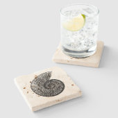 アンモナイト化石 ストーンコースター (横)