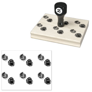 アンモニア鉱の化石をミニチュール ラバースタンプ